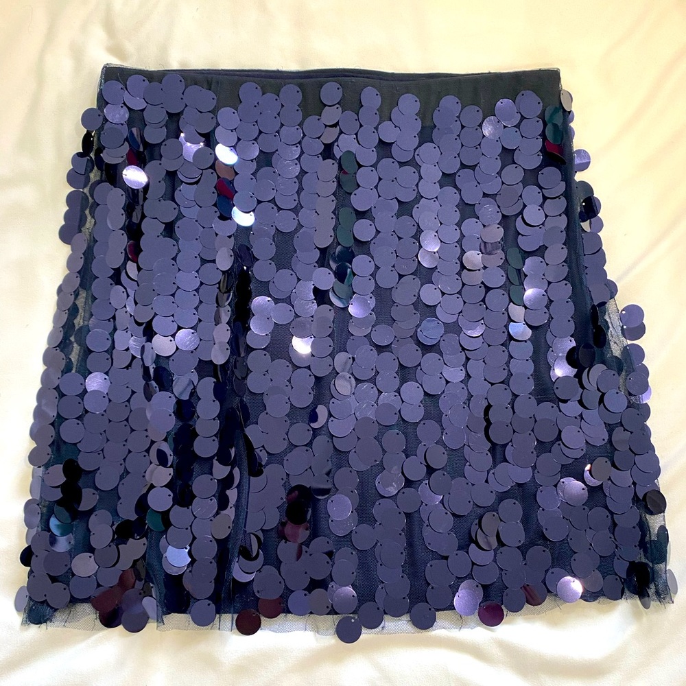 Blue sequin mini skirt